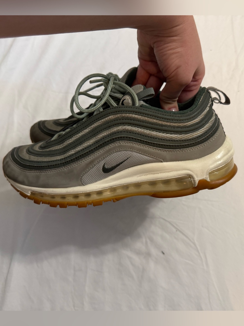 Custom Nike Air Max 97 Sneakers Green Gray US 10